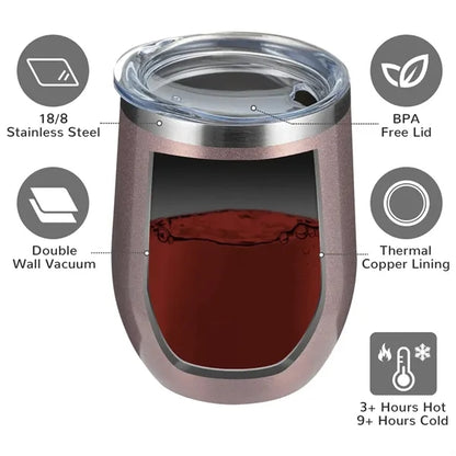12 OZ Wine Tumbler with Lid and Straw