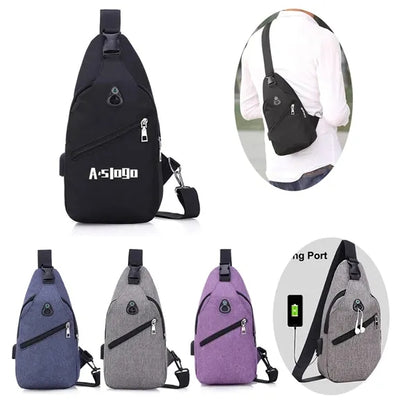 Crossbody Chest Bag With Charging  and Headphone Hole
