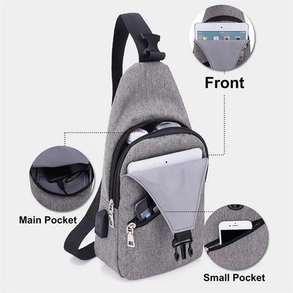 Crossbody Chest Bag With Charging  and Headphone Hole