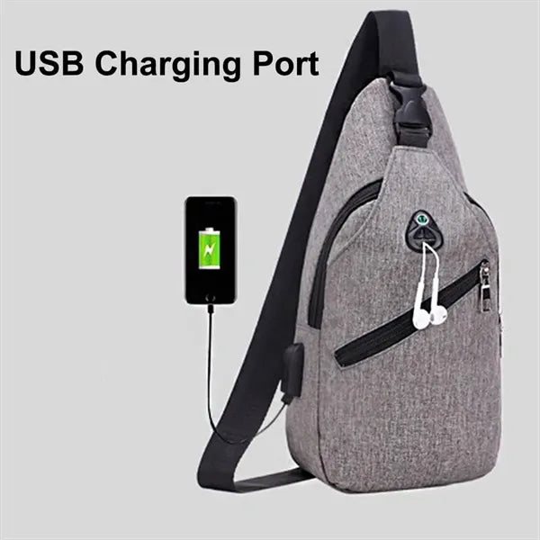 Crossbody Chest Bag With Charging  and Headphone Hole