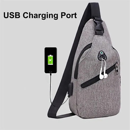 Crossbody Chest Bag With Charging  and Headphone Hole