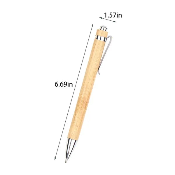 Metal hook bamboo wood handle touch head ballpoint pen