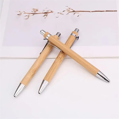 Metal hook bamboo wood handle touch head ballpoint pen