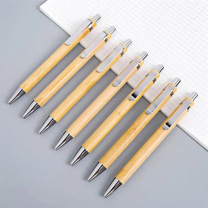Metal hook bamboo wood handle touch head ballpoint pen