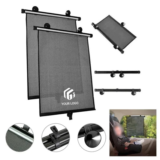 Suction cup roller blind retractable car side glass sunshade