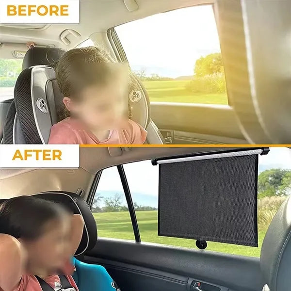 Suction cup roller blind retractable car side glass sunshade