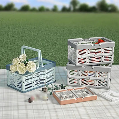 Portable stackable storage container picnic shopping basket