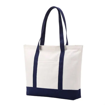 Canvas Tote Bag with an External Pocket