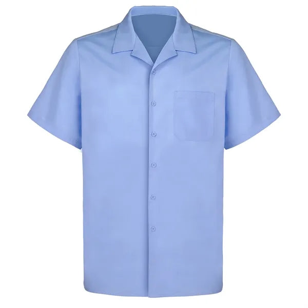 Cuban Collar Men's Short Sleeve Woven Shirt