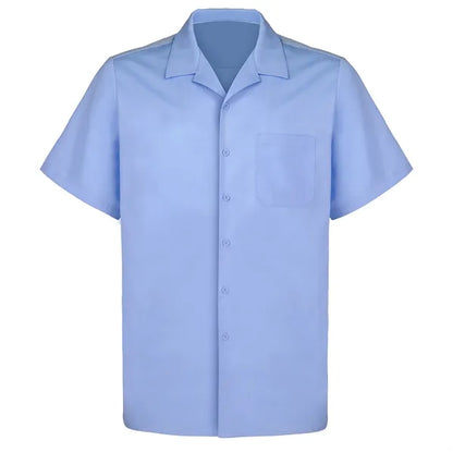 Cuban Collar Men's Short Sleeve Woven Shirt