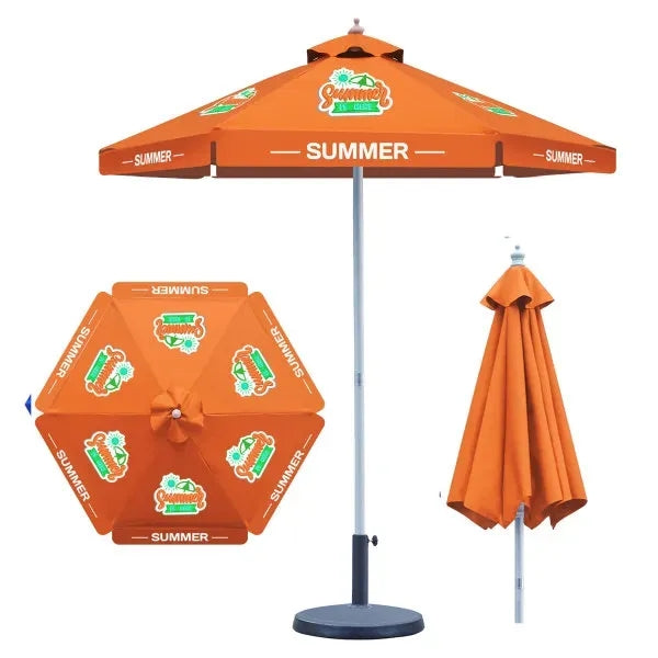 Heavy Duty Market Umbrella w/6 Panel Full Color & Aluminum