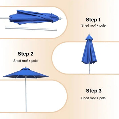 Heavy Duty Market Umbrella w/6 Panel Full Color & Aluminum