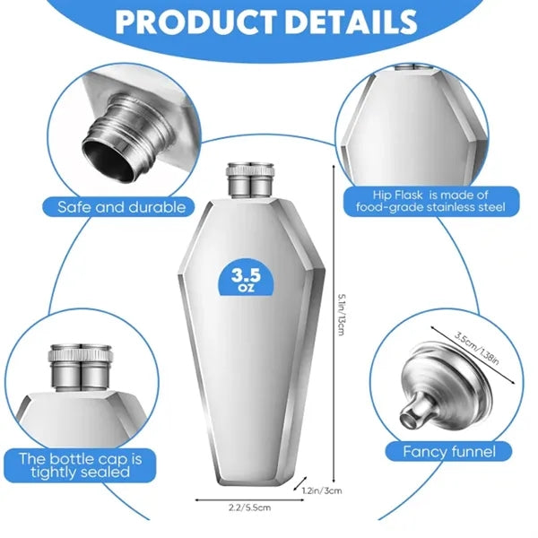 Small Coffin Flask Portable Stainless Steel