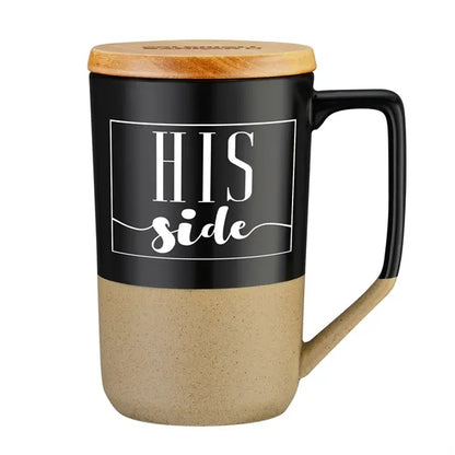 15 oz. Two Tone Ceramic Mug with wood Lid