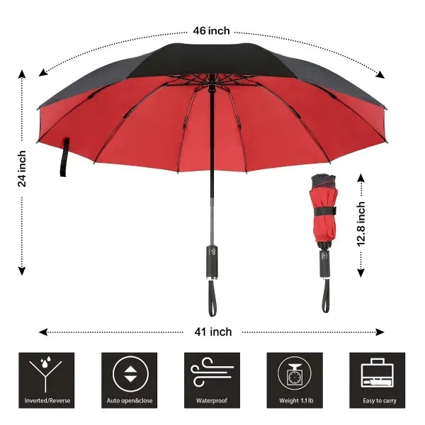 Windproof Double Layer Folding Inverted Umbrella  Auto-Open