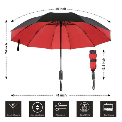 Windproof Double Layer Folding Inverted Umbrella  Auto-Open