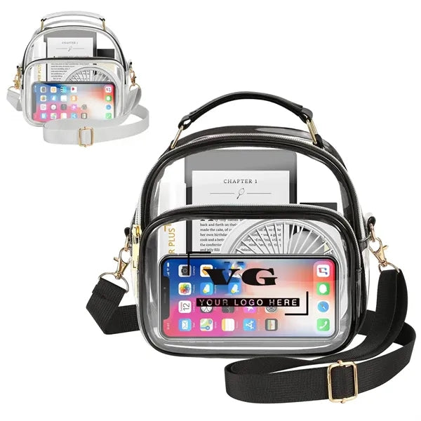 Fashionable Clear Crossbody Bag with compact design.