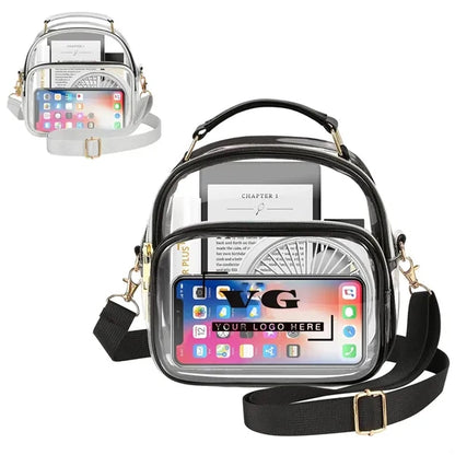 Fashionable Clear Crossbody Bag with compact design.