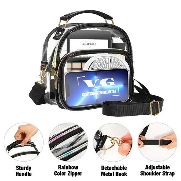Fashionable Clear Crossbody Bag with compact design.