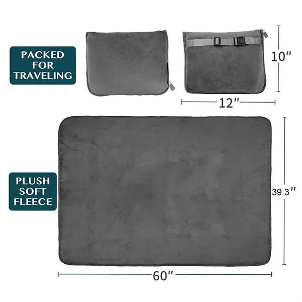 Compact Portable Premium Soft Travel Blanket Pillow