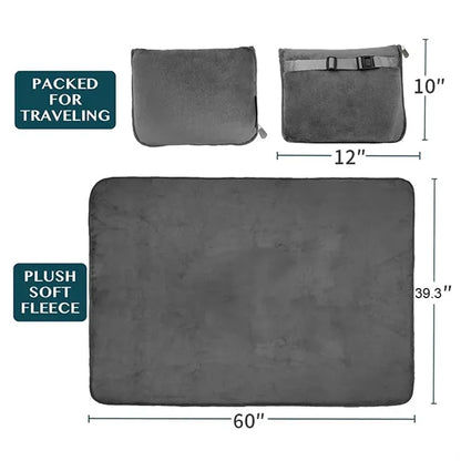 Compact Portable Premium Soft Travel Blanket Pillow