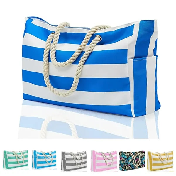 Waterproof Tote Bag, Spacious Beach Bag with Rope Handles
