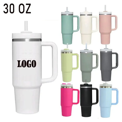 30 OZ Insulated Tumbler with Handle & Straw Lid