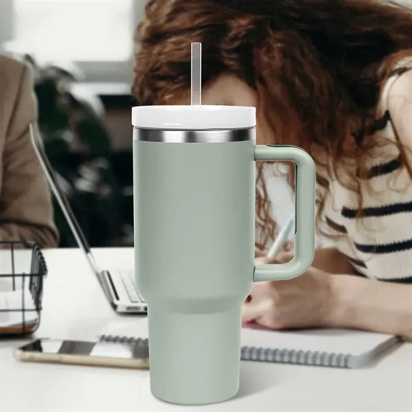 30 OZ Insulated Tumbler with Handle & Straw Lid