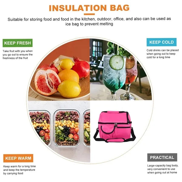 Picnic crossbody double layer insulated lunch cooler bag