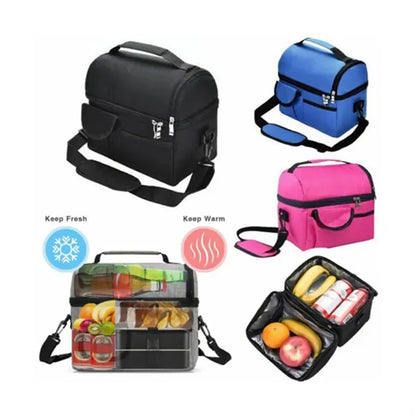 Picnic crossbody double layer insulated lunch cooler bag
