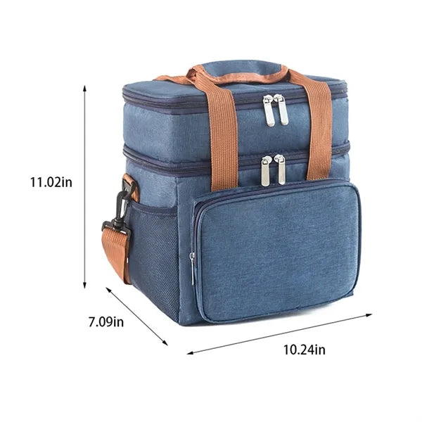 Double layer outdoor picnic waterproof insulation lunch bag