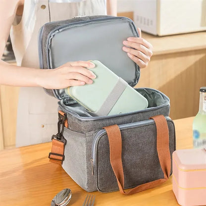 Double layer outdoor picnic waterproof insulation lunch bag