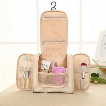 Portable travel double-opening toiletry storage cosmetic bag
