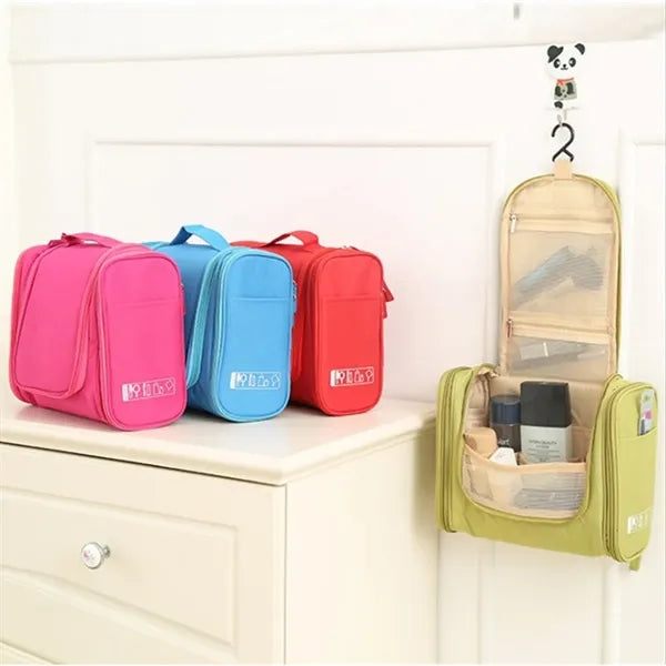 Portable travel double-opening toiletry storage cosmetic bag