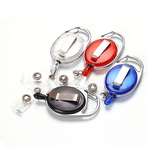 Retractable Cord Carabiner Badge Holder W/back clip Keychain