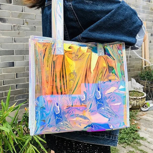 Iridescent  Tote Bags Fashion Holographic Clear Handbag