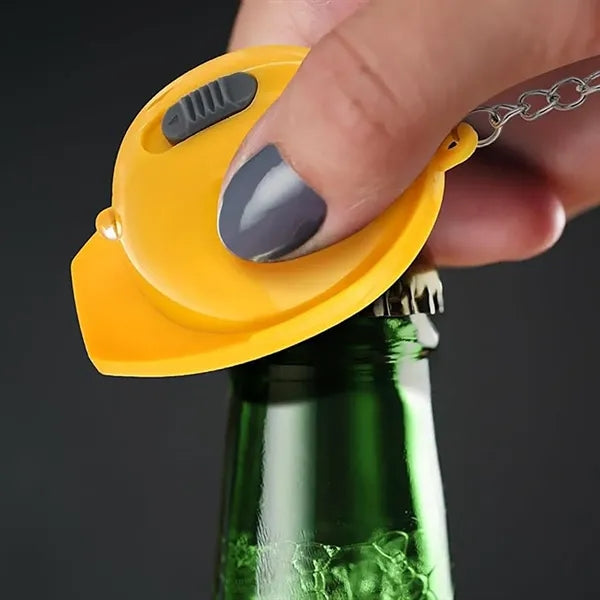 Mini Flashlight Bottle Opener Small Safety Hat Keychain