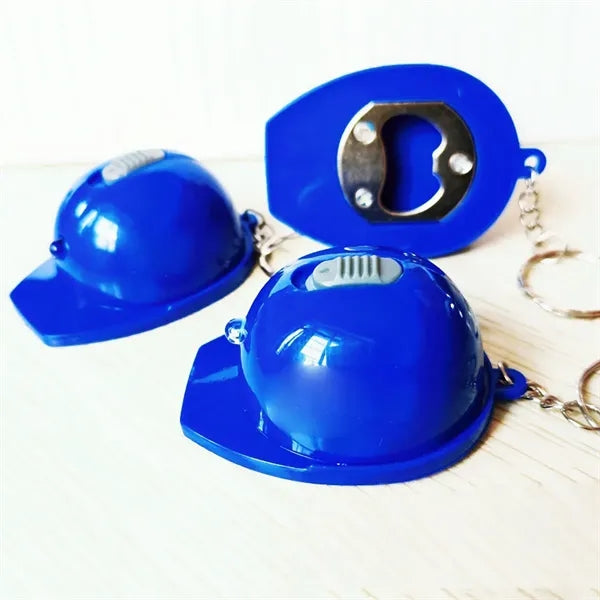 Mini Flashlight Bottle Opener Small Safety Hat Keychain