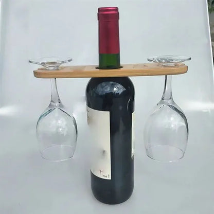 Wood Products Wine Bottle And Glass Holder Goblet Racks