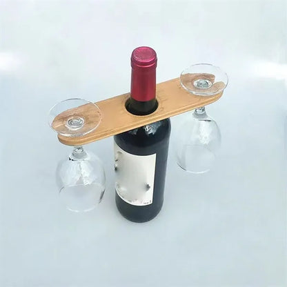 Wood Products Wine Bottle And Glass Holder Goblet Racks