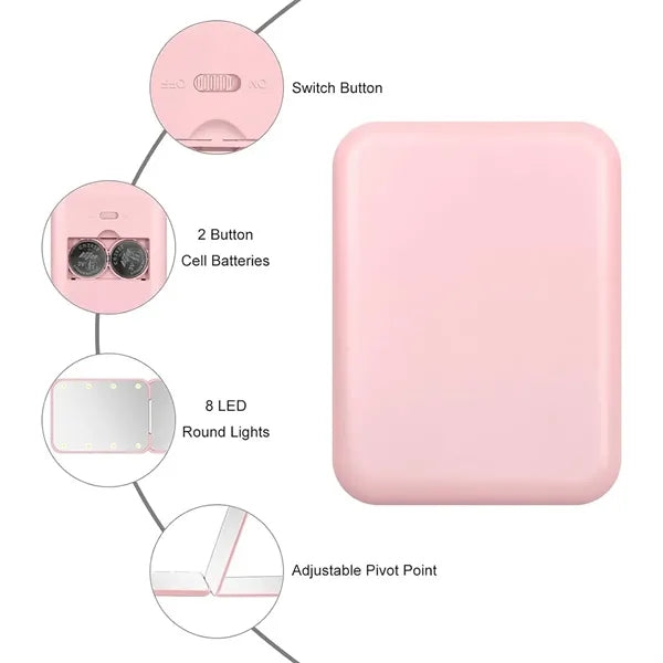 Magnification LED Compact Makeup Mirror with Light