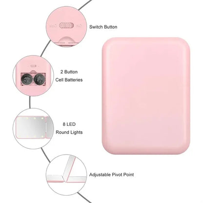 Magnification LED Compact Makeup Mirror with Light