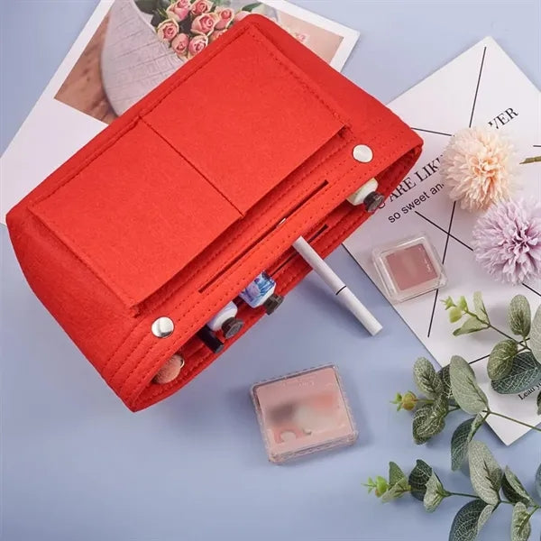 Multifunctional travel hand-held felt storage makeup bag