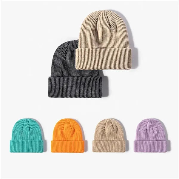 Unisex winter fashion warm dome cuffed knitted hat beanie