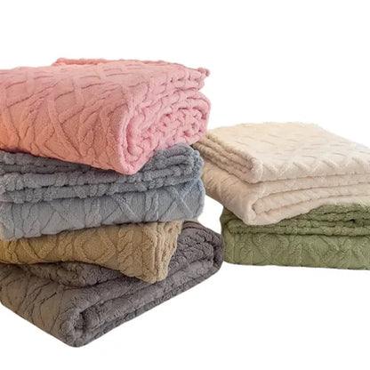 Pure Color Flannel Thick Soft Warm Blanket