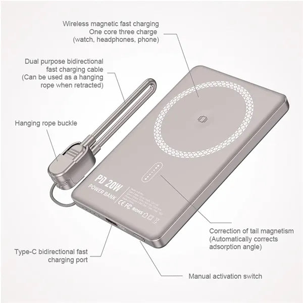 5000mAh Magnetic Portable Charger Power Bank with Stand