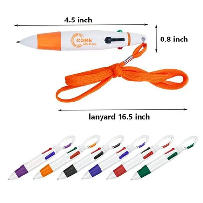 Four Color Ink Carabiner Shuttle Pens