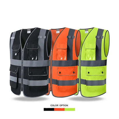 Hi Vis Zipper Front Black Safety Vest