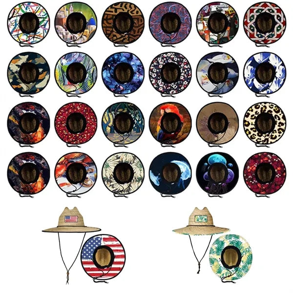 Customizable Straw Hat  Full Color Underbrim & Patch