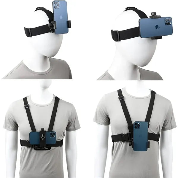 Mobile Phone Chest Harness Mount Head Strap Holder for VLOG